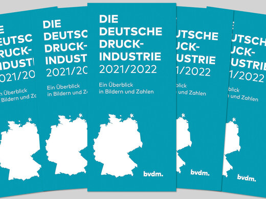 Titelseiten der Broschüre "Druckindustrie in Zahlen 2021/2022"